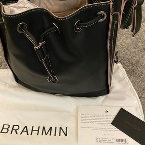Brahmin Blair Black Drawstring shoulder tote bag purse NEW with tags attached.